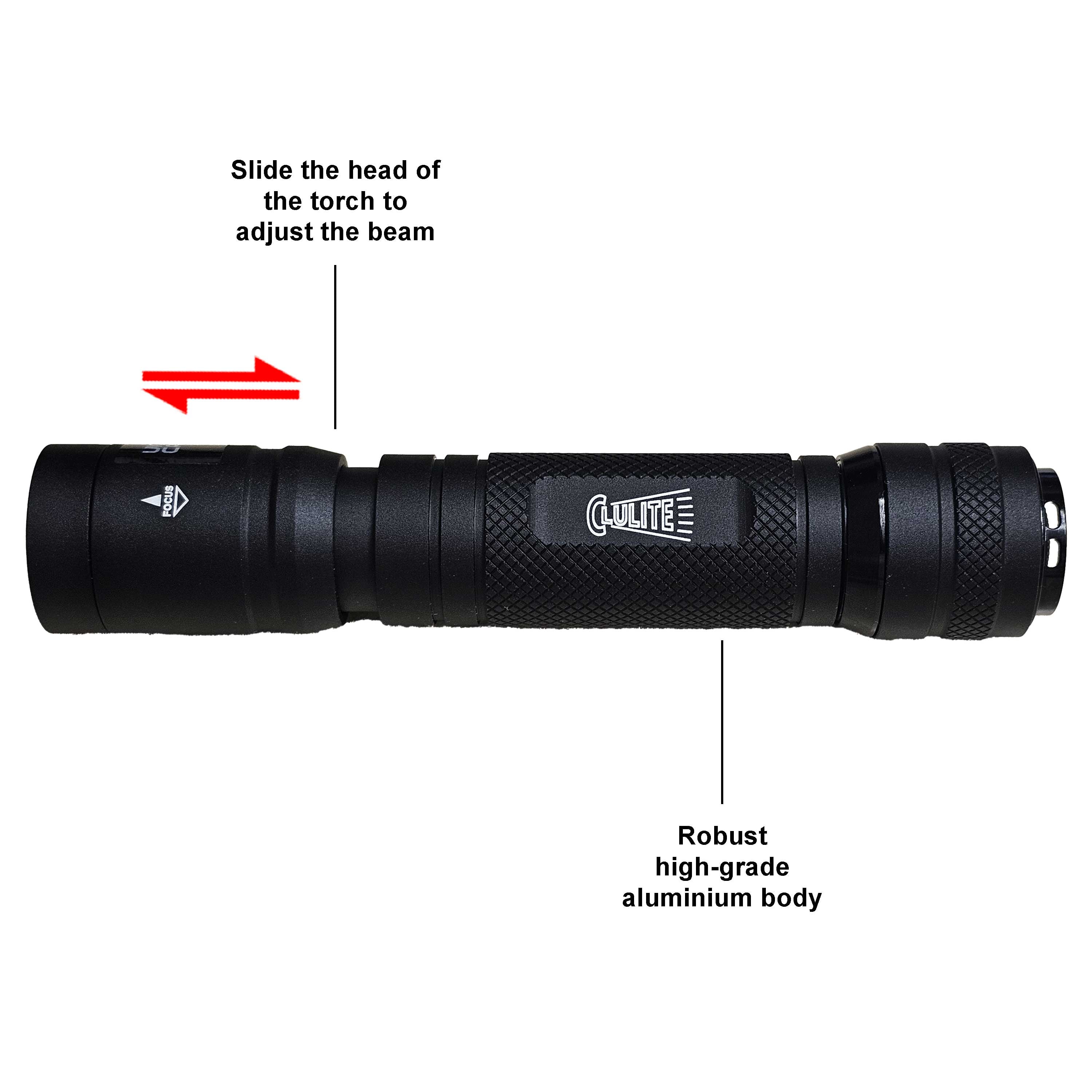 CLULITE - Adjust-A-Beam Rechargeable LED Torch, 500lm | UK CLULITE - Adjust-A-Beam Rechargeable LED Torch, 500lm | UK